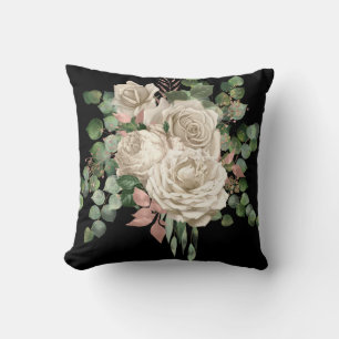 COUSSIN ÉLÉGANT ROSE DE CRÈME EUCALYPTUS CUSHION NOIR