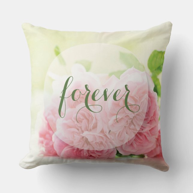 Coussin Élégant Rose d'été rose Mariage pour toujours (Recto)