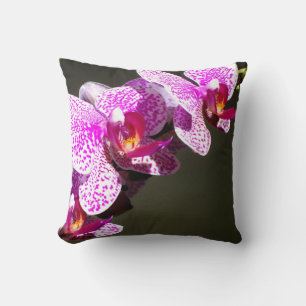 Coussin Élégant rose fleurs tropicales orchidées