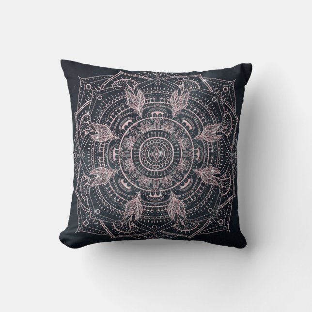 Coussin Elégant Rose Gold Mandala Gray Nebula Design (Recto)