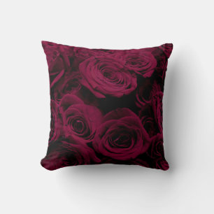 Coussin Elégant Rose magenta rouge profond, romantique flo