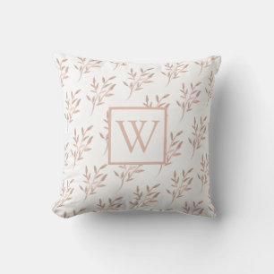Coussin Élégant Rose Monogramme Or
