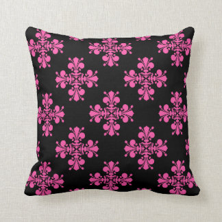 Coussin Élégant rose noir Fleur de Lis motif