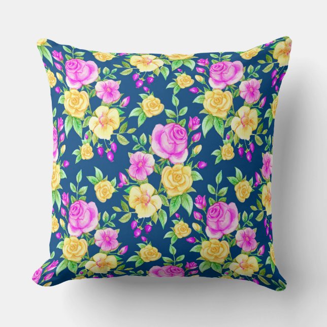 Coussin Élégant rose rose rose rose jaune rose (Recto)