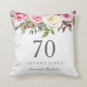 Coussin Élégant Rose Rose Rose rose rose Floral 70e annive