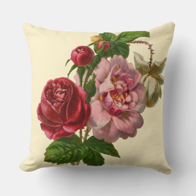 Coussin Élégant Rose victorien (Recto)