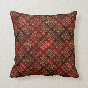 Coussin Élégant Rouge or Motif Noël