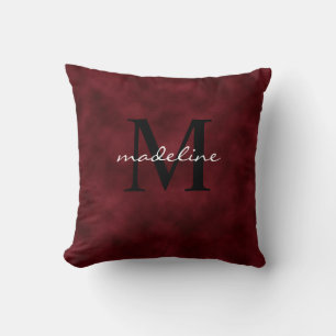 Coussin Élégant rouge velours noir Monogramme Jeu d'oreill
