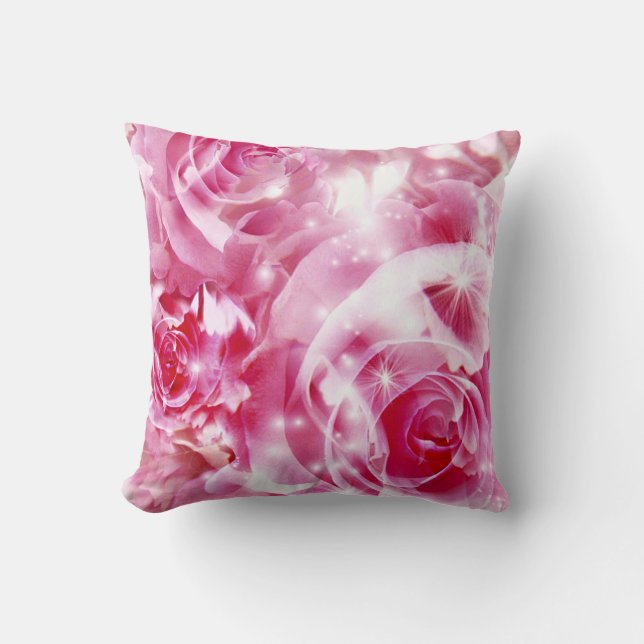 Coussin Élégant rougissent le rose blanc fuchsia rose de (Recto)