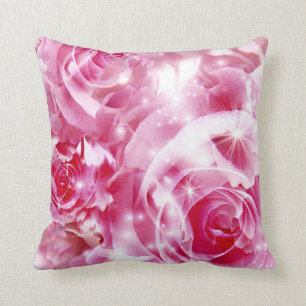 Coussin Élégant rougissent le rose blanc fuchsia rose de