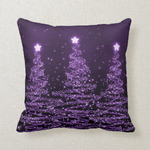 Coussin Élégant sapin de Noël pourpre 