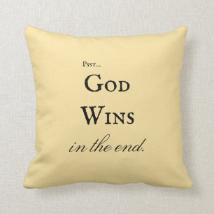 Coussin Élégant Script Dieu gagne Inspirationnel Crème 