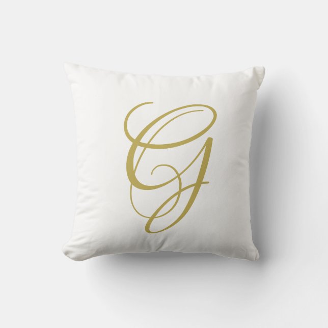 Coussin Élégant Script Monogramme Or Lancer l'oreiller (Recto)