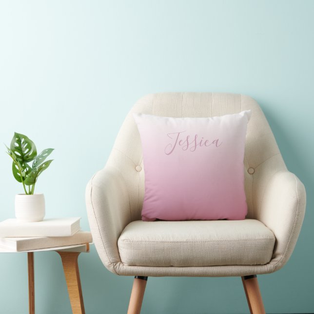 Coussin Élégant Script & Rose (toute couleur) Ombre modifi (Chaise)