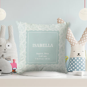Coussin Elégant Seafoam Green Faux Lace Boy Girl Nursery