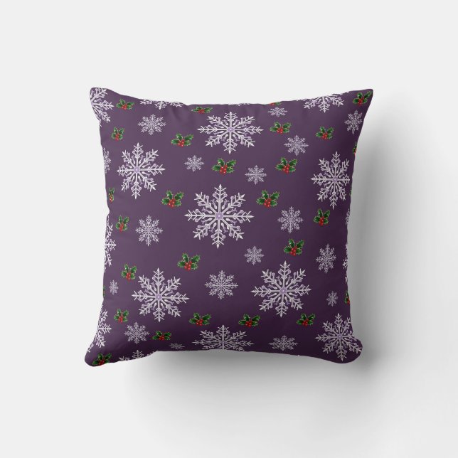 Coussin Élégant Snowflakes moderne saisonnier Noël (Verso)