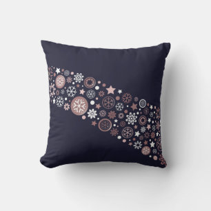 Coussin Élégant Snowflakes Rose Gold dans Blue Sky