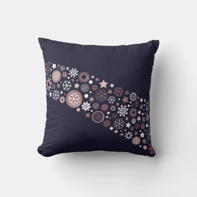 Coussin Élégant Snowflakes Rose Gold dans Blue Sky (Recto)
