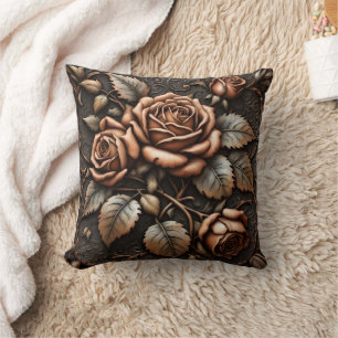 Coussin Élégant soulagement des Roses Brown contre les Arr