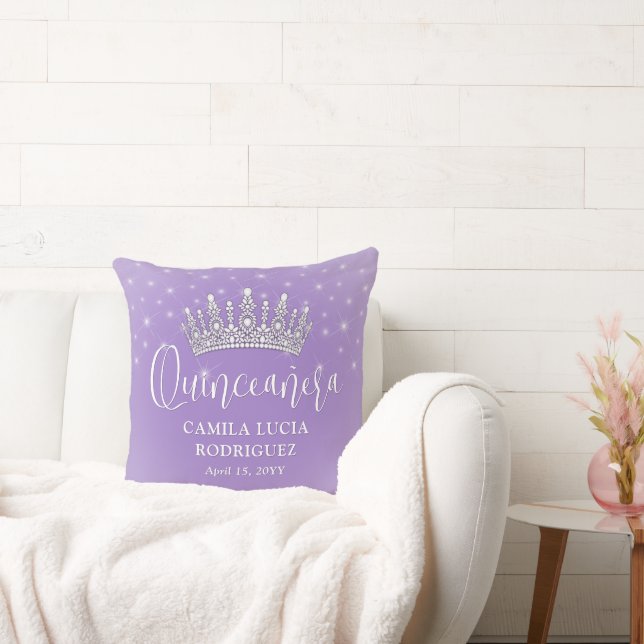 Coussin Elegant Sparkles Quinceañera Lilac Purple Keepsake (Canapé)