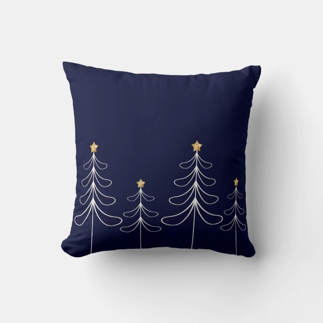 Coussin Elégant style minimaliste d'arbre de Noël bleu (Recto)