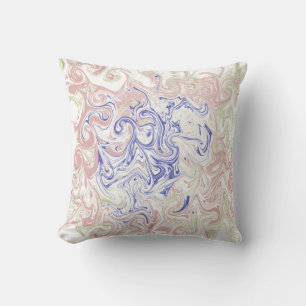 Coussin Élégant tourbillon de marbre bleu et pêche doux Ab