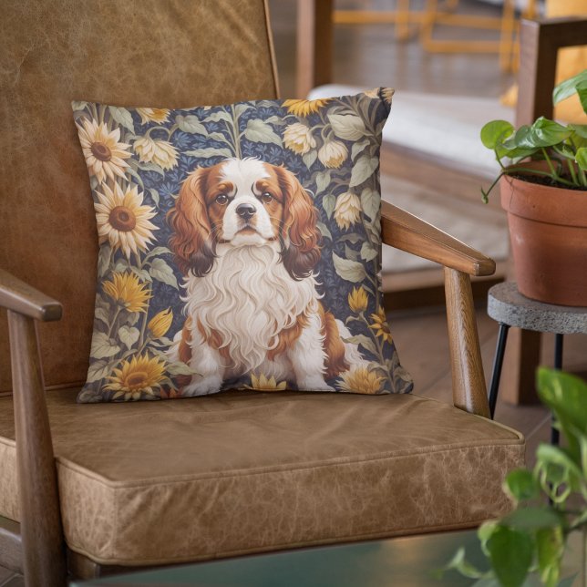 Coussin Élégant tournesol Cavalier King Charles Spaniel (Créateur téléchargé)