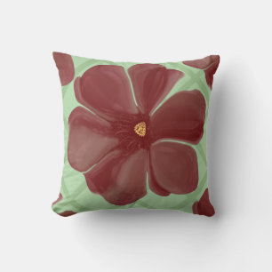 Coussin Élégant treillis floral et vert sauge de Bourgogne
