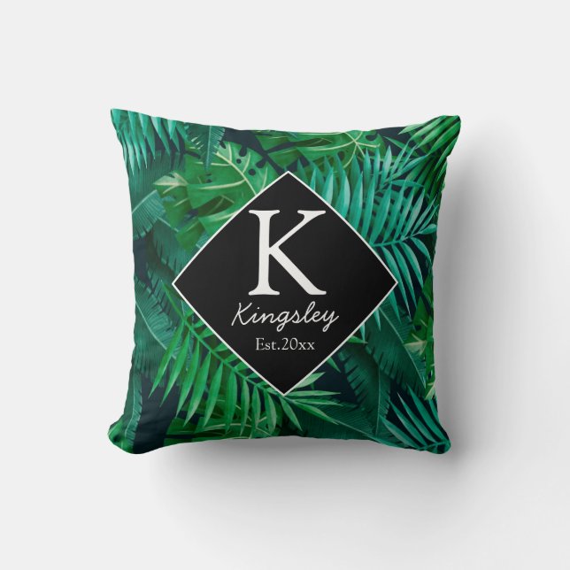 Coussin Élégant Tropical Feuilles Nom de famille Beach Hou (Recto)