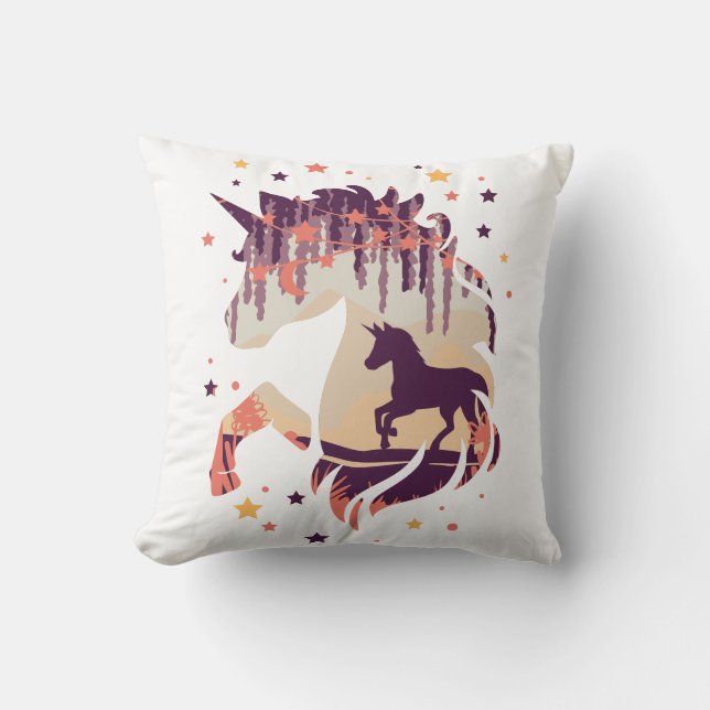 Coussin Élégant Unicorne violet Imaginaire mythique Cheval (Recto)