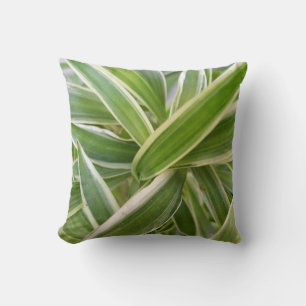 Coussin Élégant Vert & Blanc Ombragé Feuilles floraux