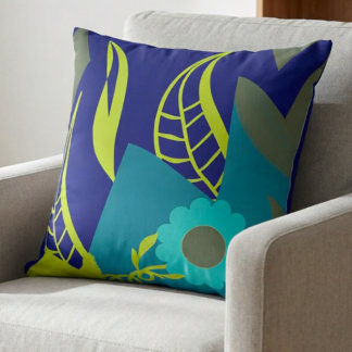 Coussin Élégant Vert Citron Et Marine