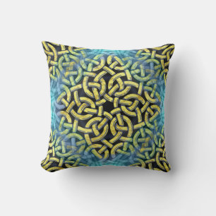 Coussin Elegant Victorian Golden Trim Aqua Background