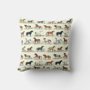 Coussin Élégant Vintage Cheval races Motif