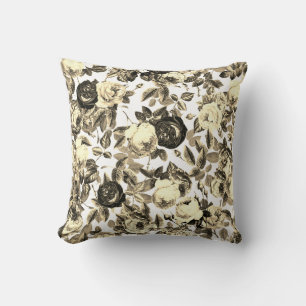 Coussin Élégant Vintage Chic Beige Rose Floral