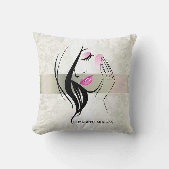 Coussin Élégant Vintage, Chic, Dentelle, Silhouette de Fil (Recto)