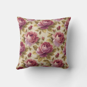 Coussin Élégant Vintage Chic Floral Romantique
