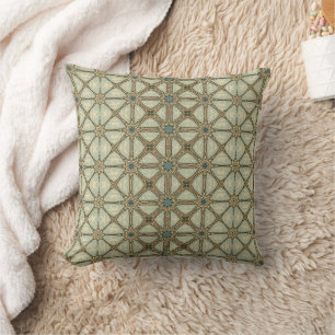 Coussin Élégant Vintage en Bleu et Marron