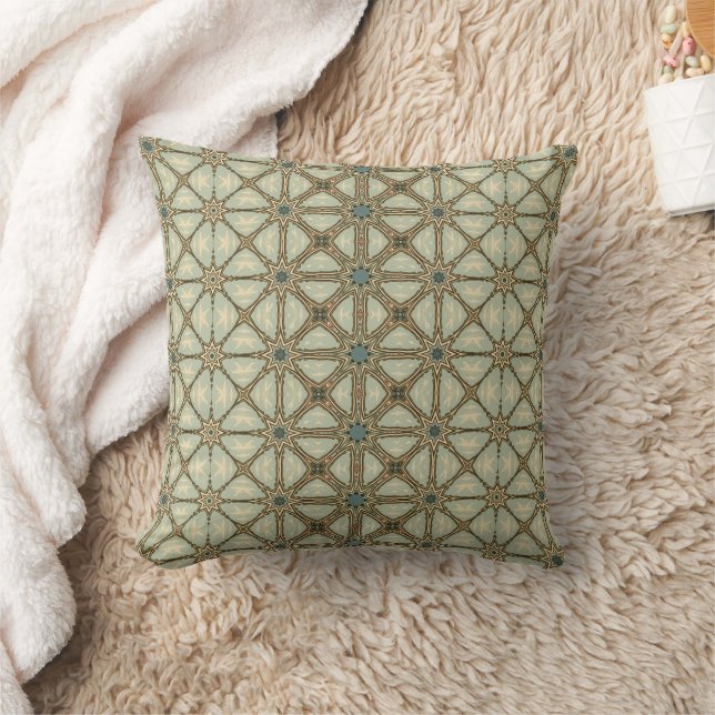 Coussin Élégant Vintage en Bleu et Marron (Couverture)
