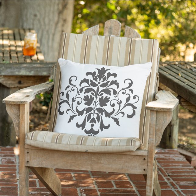 Coussin Elégant Vintage noir et blanc Damas (Chaise)