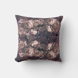 Coussin Élégant violet Rose Floral Botanique