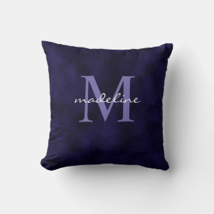 Coussin Élégant violet Velvet Script Monogramme