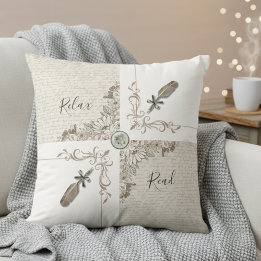 Coussin Elegant White Bookish Quill Home Décor Reading
