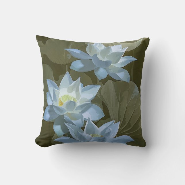 Coussin Elegant White Lotus Acrylic Artwork | (Recto)