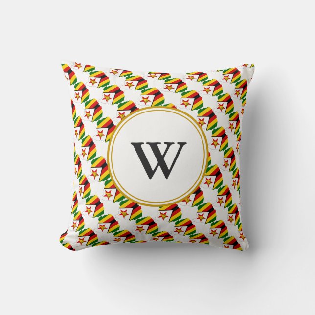 Coussin Élégant ZIMBABWE Blessé Nation Monogramme Cadeau (Recto)