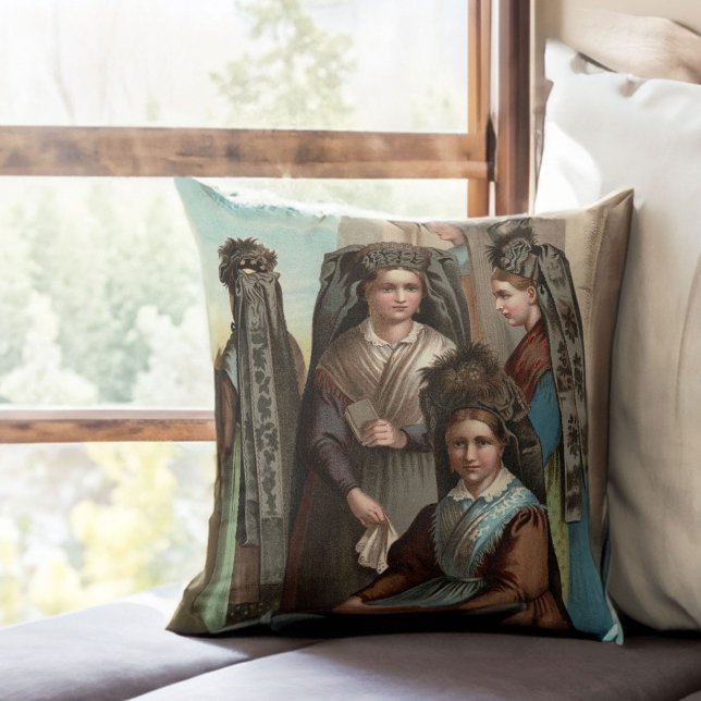 Coussin Élégante Allemande en Tracht Costumes antiques (Créateur téléchargé)