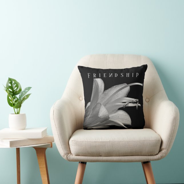 Coussin Elégante amitié florale moderne noir blanc (Chaise)