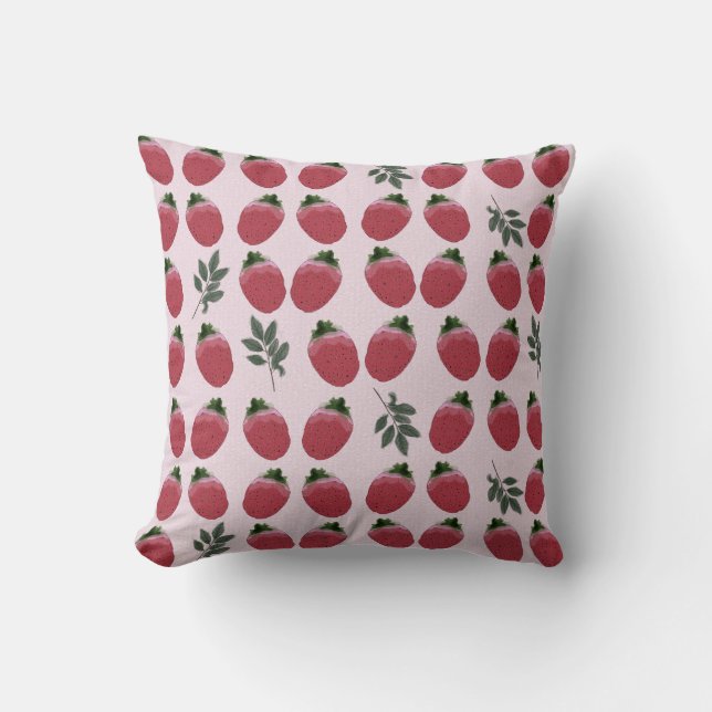 Coussin Elégante aquarelle Accent fraise (Recto)