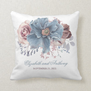 Coussin Elégante aquarelle bleu et mauve