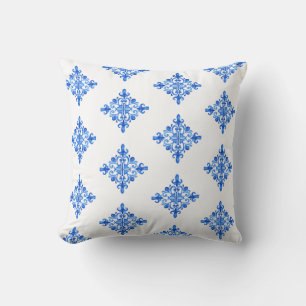 Coussin Elégante aquarelle bleue Portugais Carrelage Flora